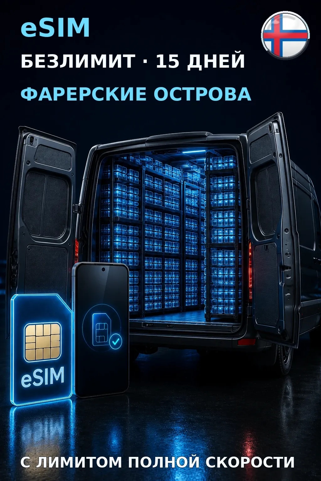 eSIM Фарерские Острова — БЕЗЛИМИТ, 15 дней — интернет