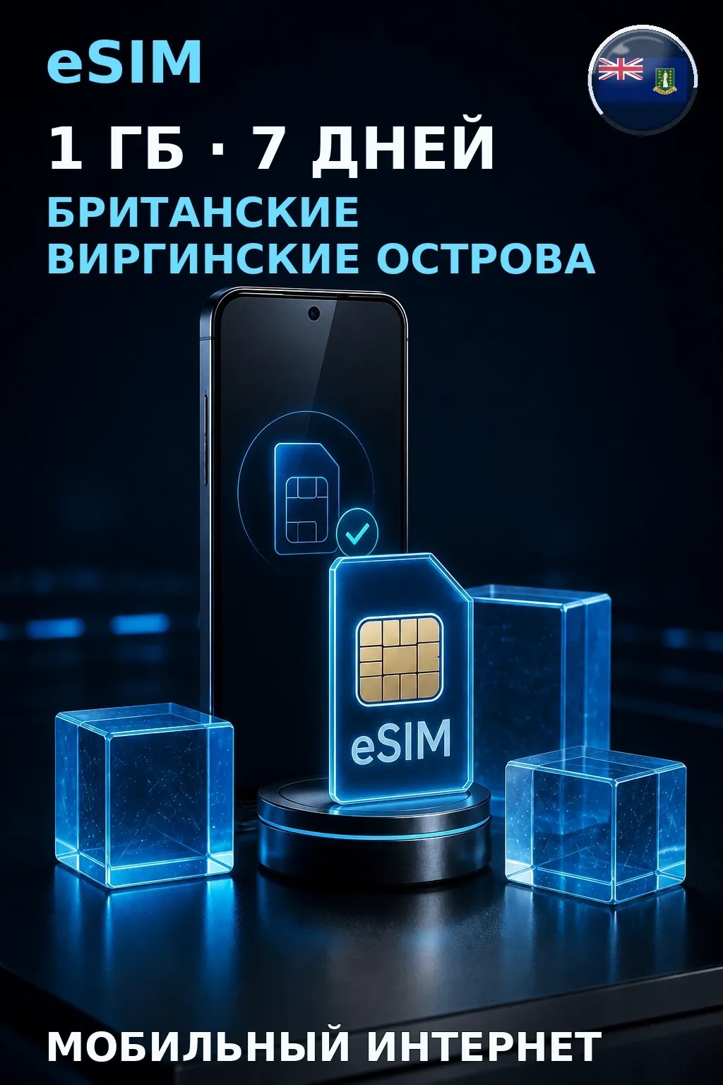 eSIM Британские Виргинские Острова — 1 ГБ, 7 дней — интернет