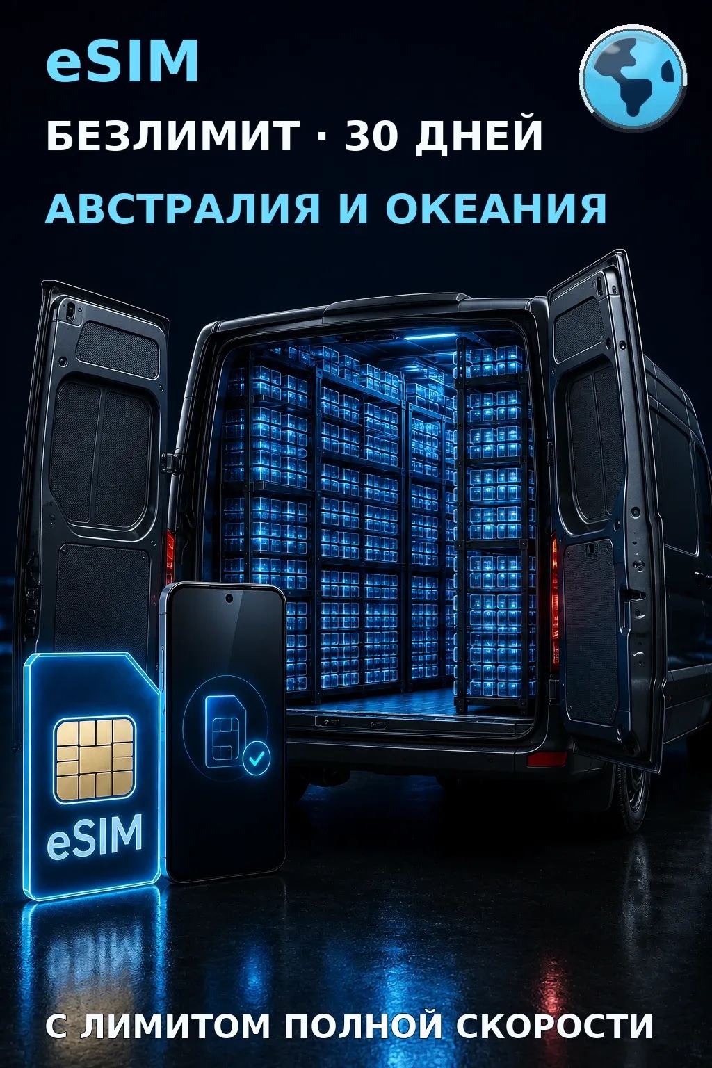 eSIM Австралия и Океания — БЕЗЛИМИТ, 30 дней — интернет