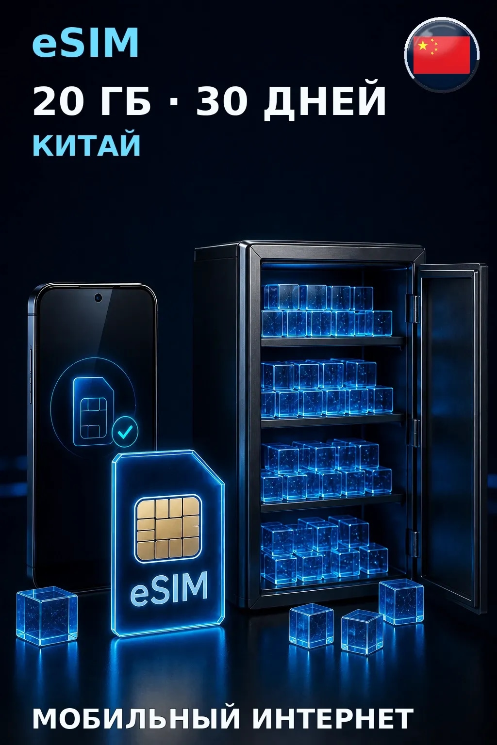 eSIM Китай — 20 ГБ, 30 дней — интернет