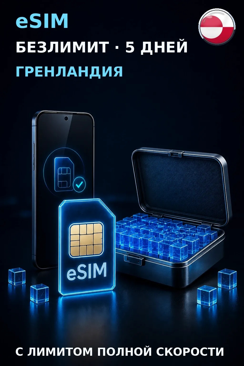 eSIM Гренландия — БЕЗЛИМИТ, 5 дней — интернет