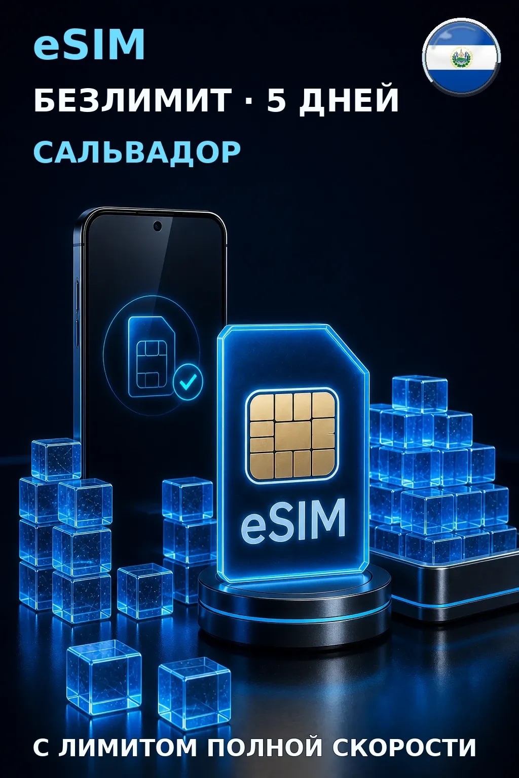 eSIM Сальвадор — БЕЗЛИМИТ, 5 дней — интернет