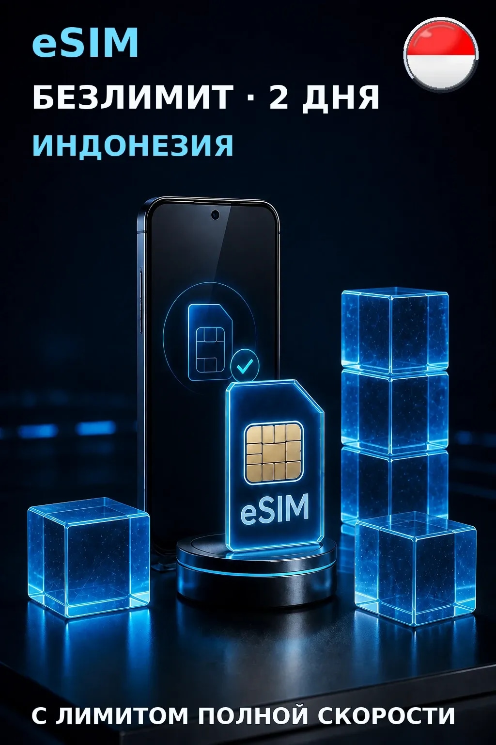 eSIM Индонезия — БЕЗЛИМИТ, 2 дня — интернет