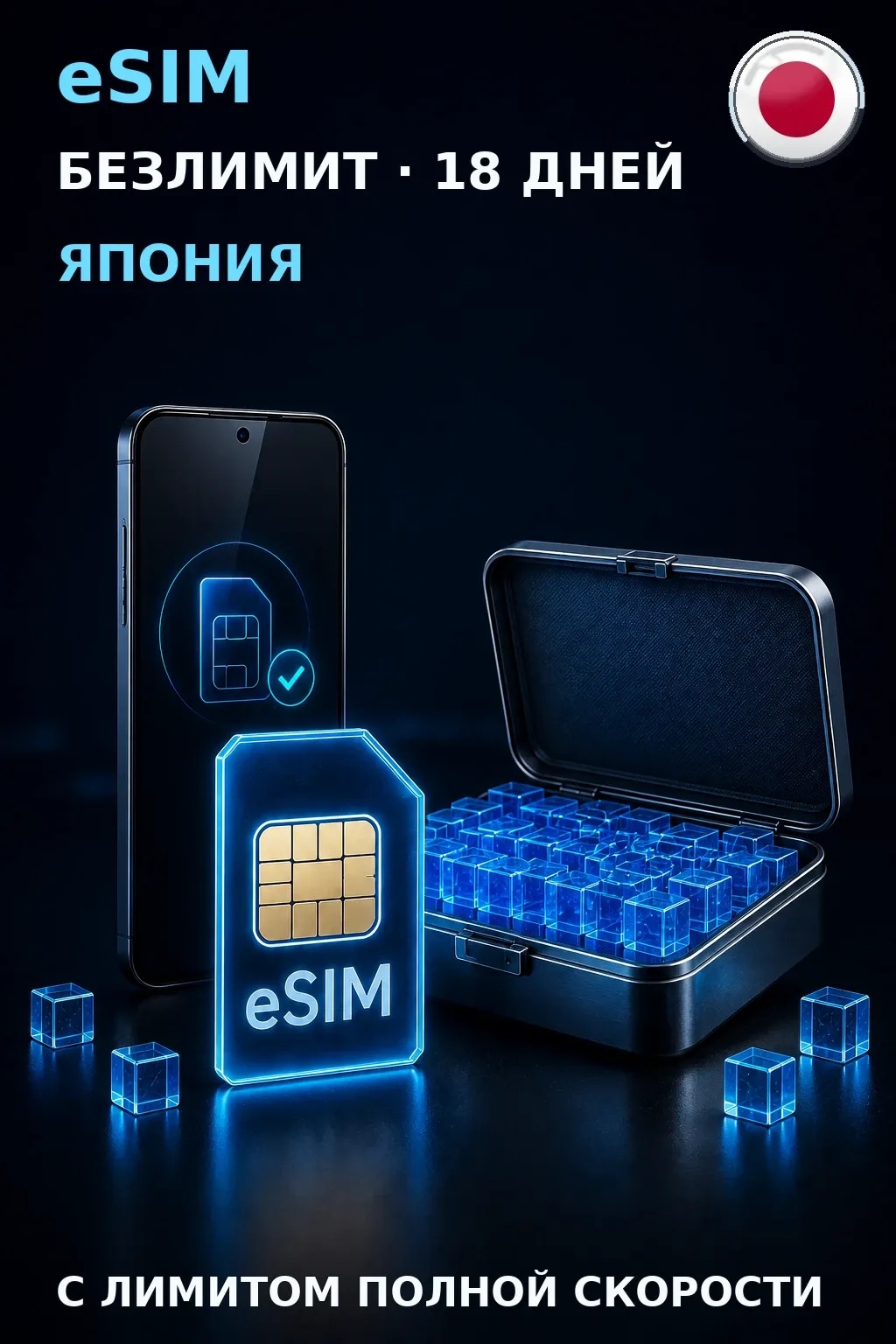 eSIM Япония — БЕЗЛИМИТ, 18 дней — интернет