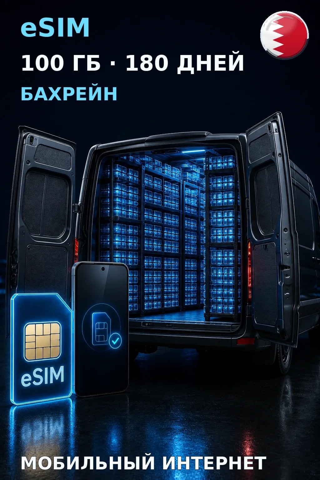 eSIM Бахрейн — 100 ГБ, 180 дней — интернет