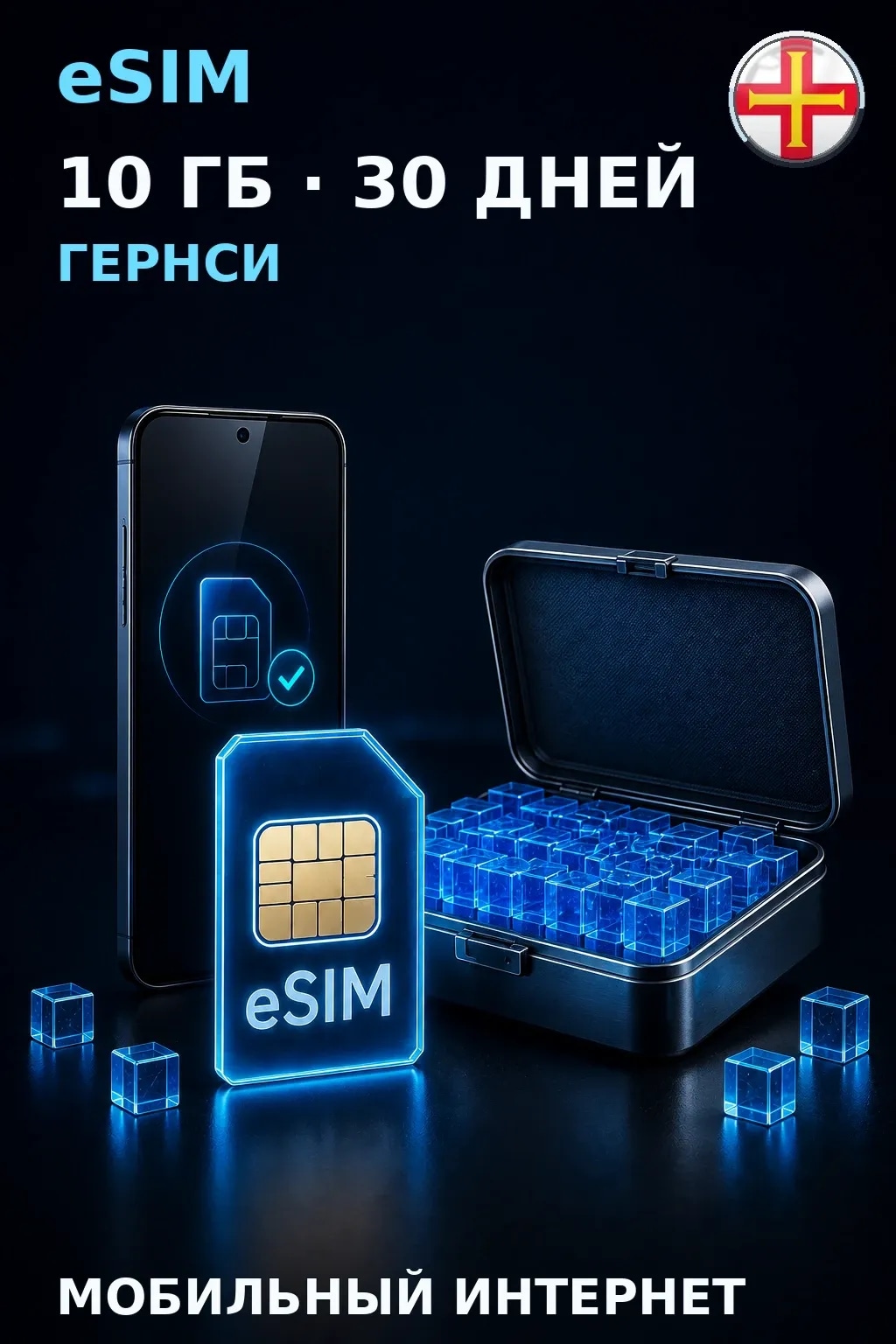 eSIM Гернси — 10 ГБ, 30 дней — интернет