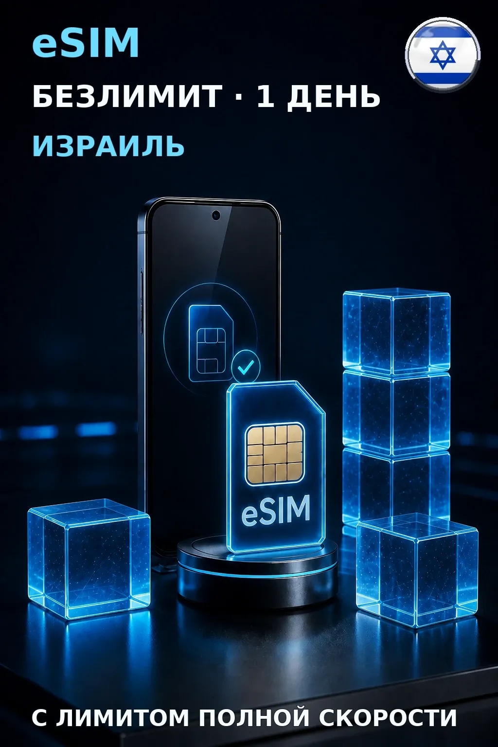 eSIM Израиль — БЕЗЛИМИТ, 1 день — интернет