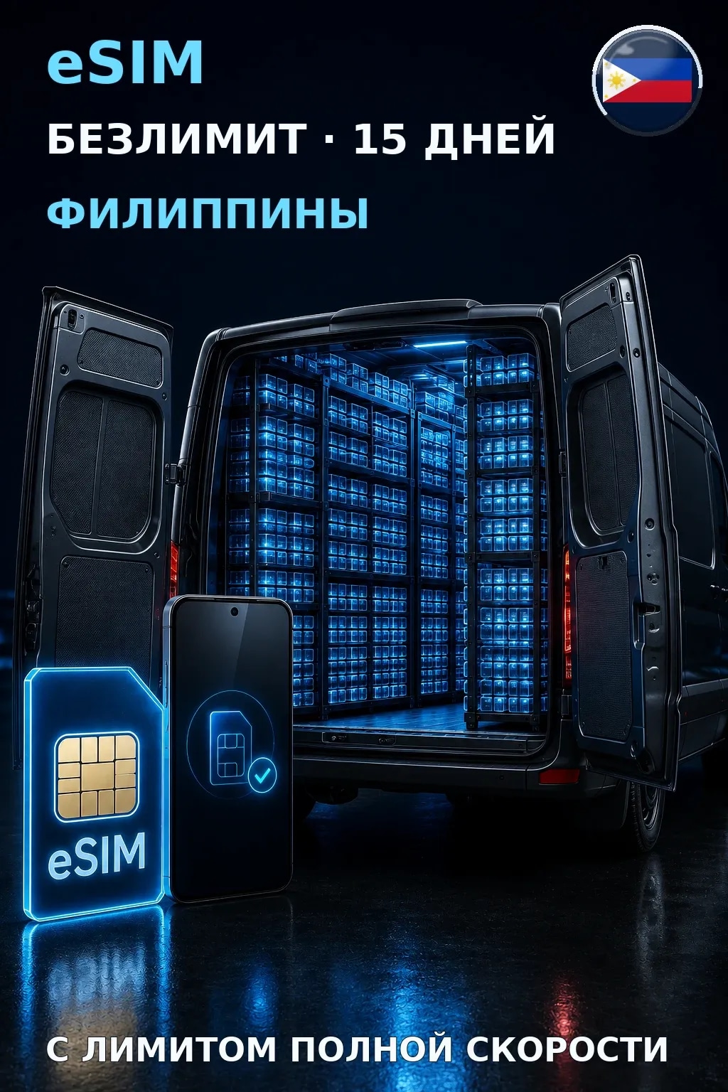 eSIM Филиппины — БЕЗЛИМИТ, 15 дней — интернет