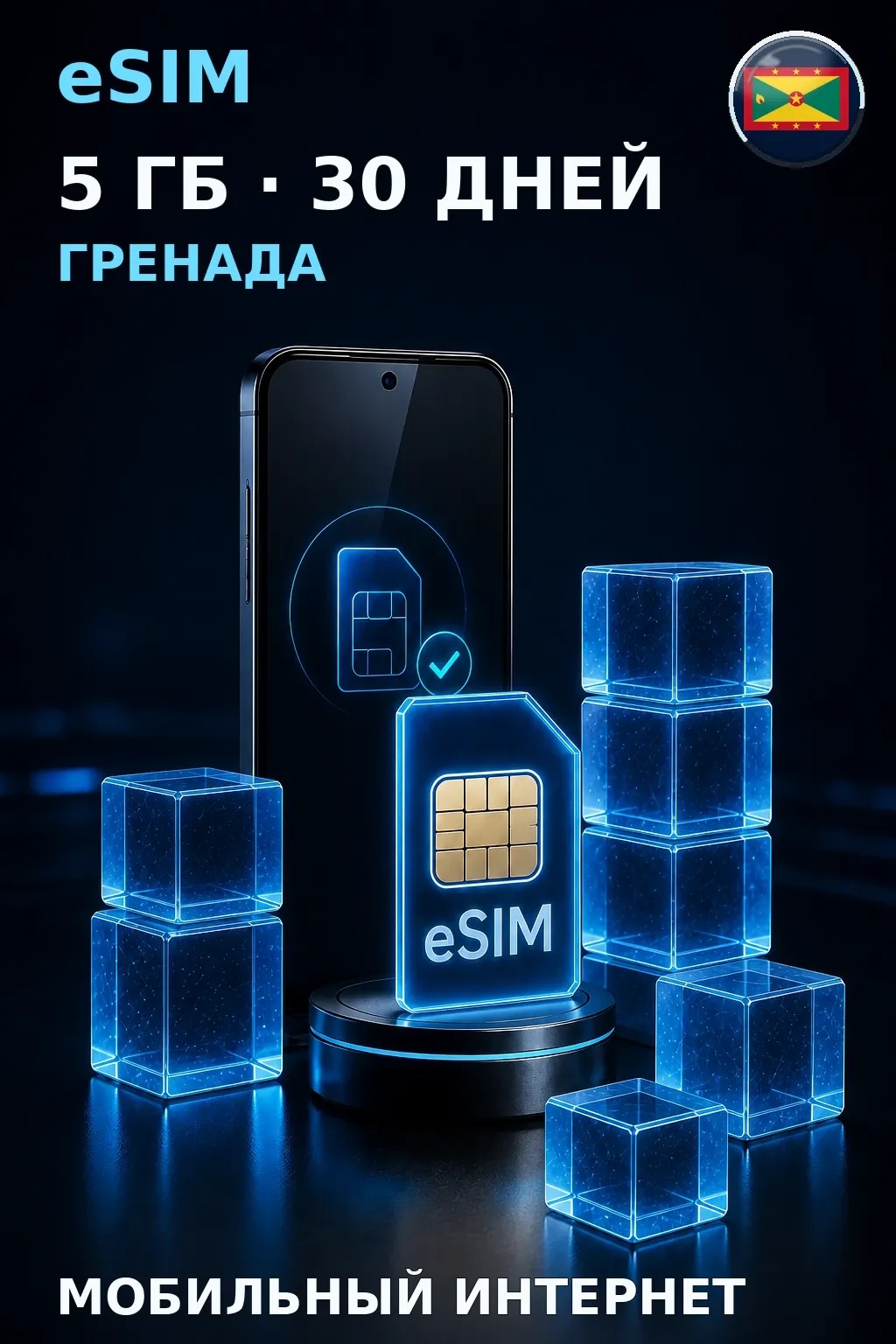 eSIM Гренада — 5 ГБ, 30 дней — интернет