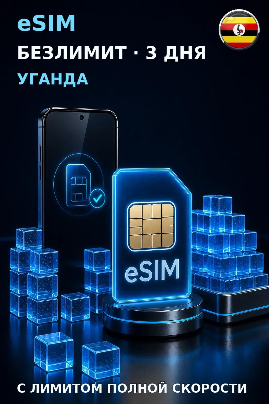 eSIM Уганда — БЕЗЛИМИТ, 3 дня — интернет