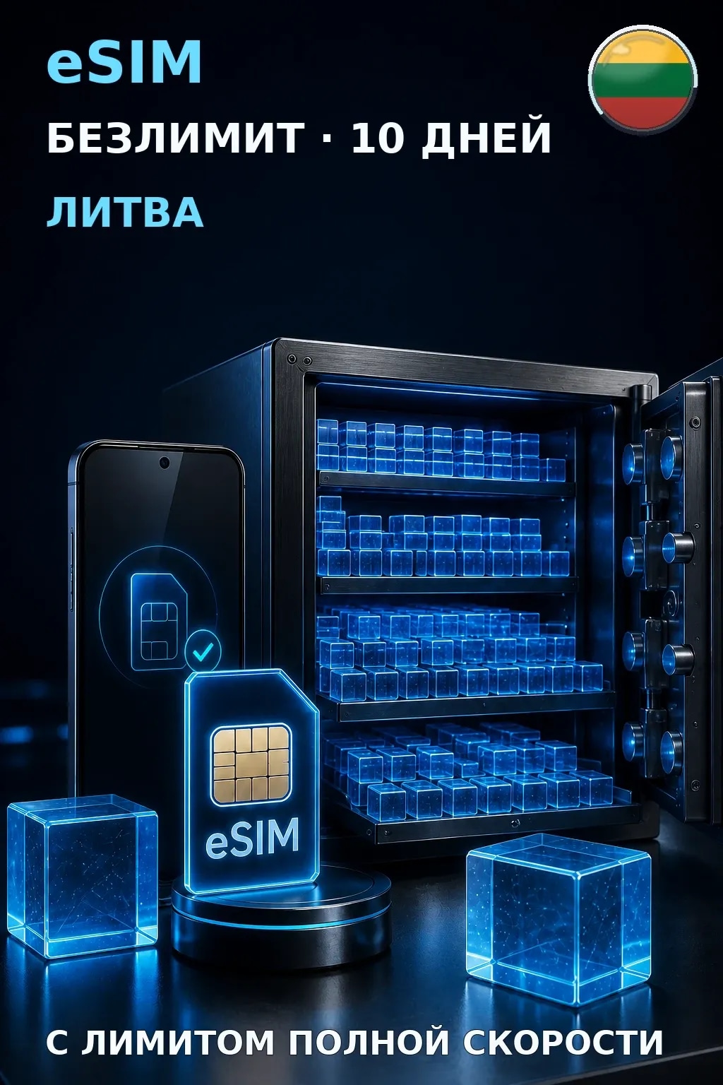 eSIM Литва — БЕЗЛИМИТ, 10 дней — интернет